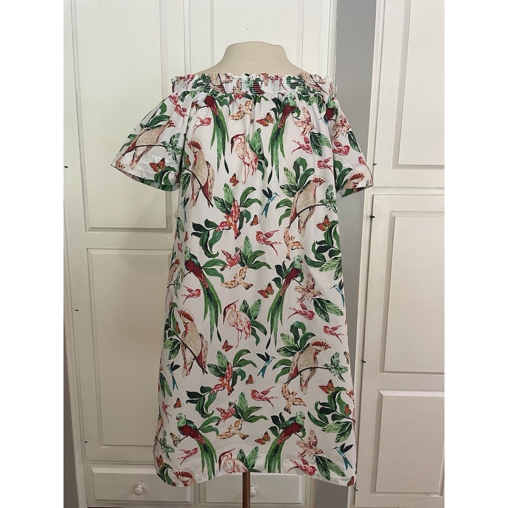 Ann Taylor Factory Size Med. Tropical Bird Floral Off Shoulder Dress